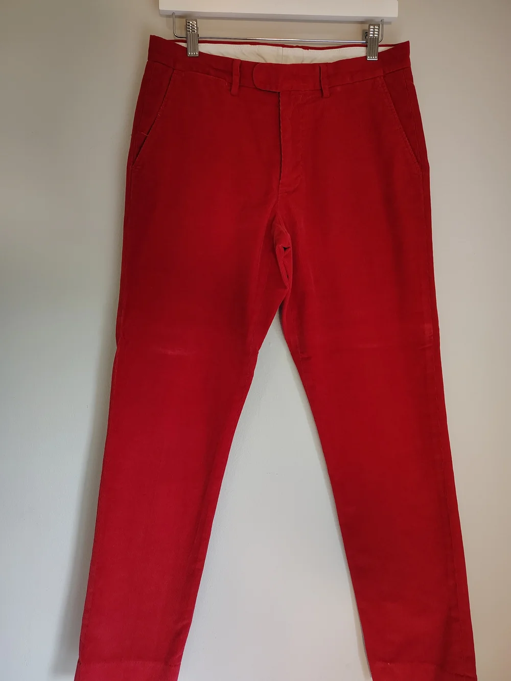 Jcrews Bowery Men's Red Velvet Corduroys Slim Fit Pants 30x32